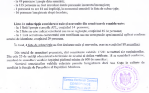 Fragment din Nota informativa privind rezultatul verificarii listelor